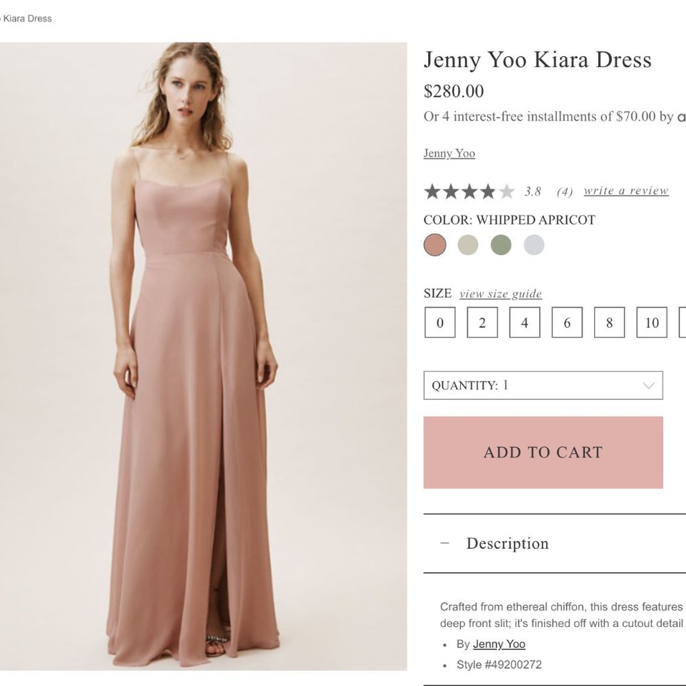 Jenny Yoo Kiara Dress Whipped Apricot Color
